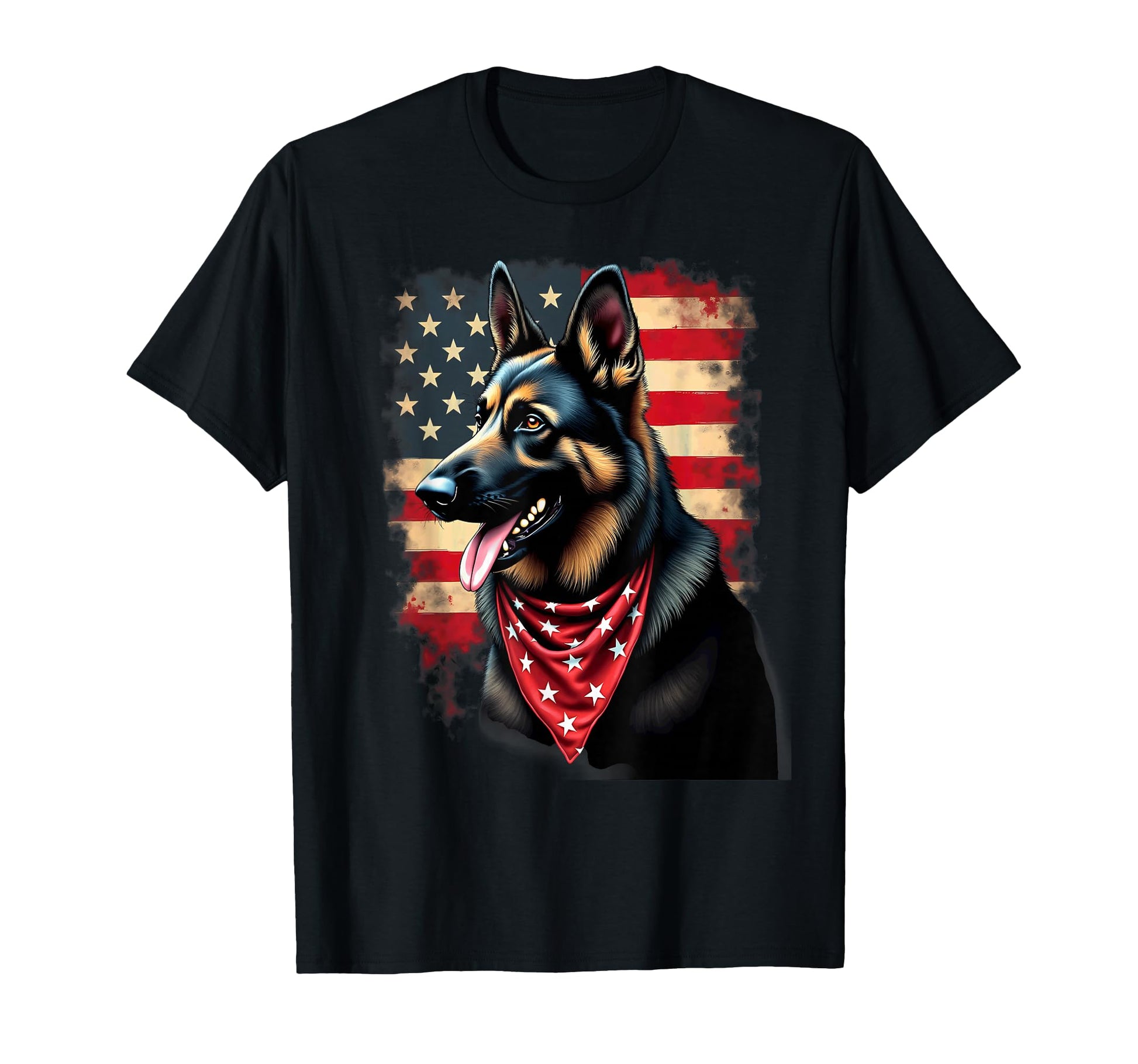 American Flag German Shepherd Dog T-Shirt - Trendy Graphic Men Women - T-Shirt, Sweatshirt, Hoodie