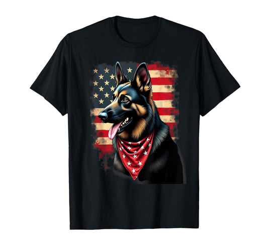 American Flag German Shepherd Dog T-Shirt - Trendy Graphic Men Women - T-Shirt, Sweatshirt, Hoodie