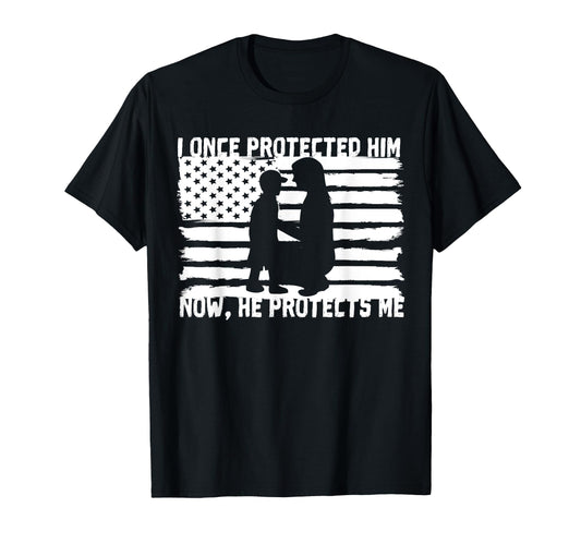 Army Mom I Once Protected Him Now He T-Shirt - Novelty Apparel for Adults - T-Shirt, Sweatshirt, Hoodie