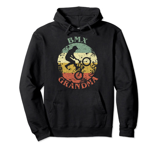 Bmx Grandma Distressed Bmx Rider Granny Hoodie - Trendy Graphic Unisex - T-Shirt, Sweatshirt, Hoodie