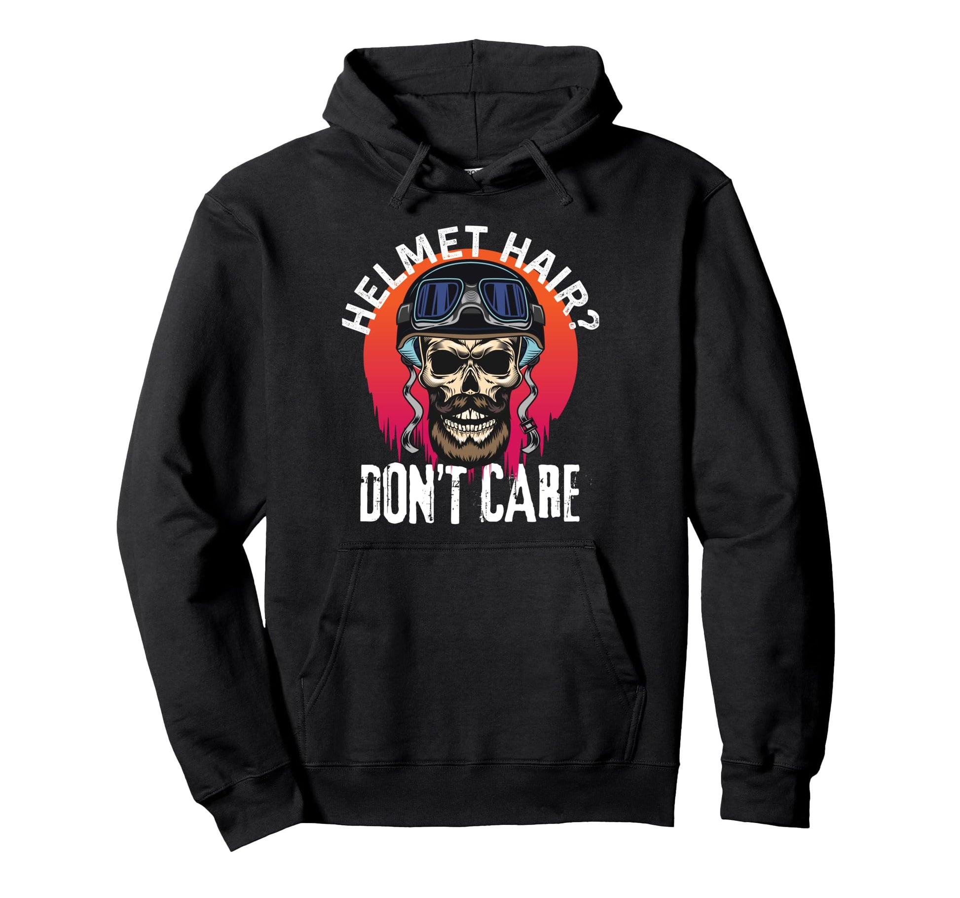 Helmet Hair Funny Motorbike Joke Hoodie - Fun Novelty Design for Adults - T-Shirt, Sweatshirt, Hoodie