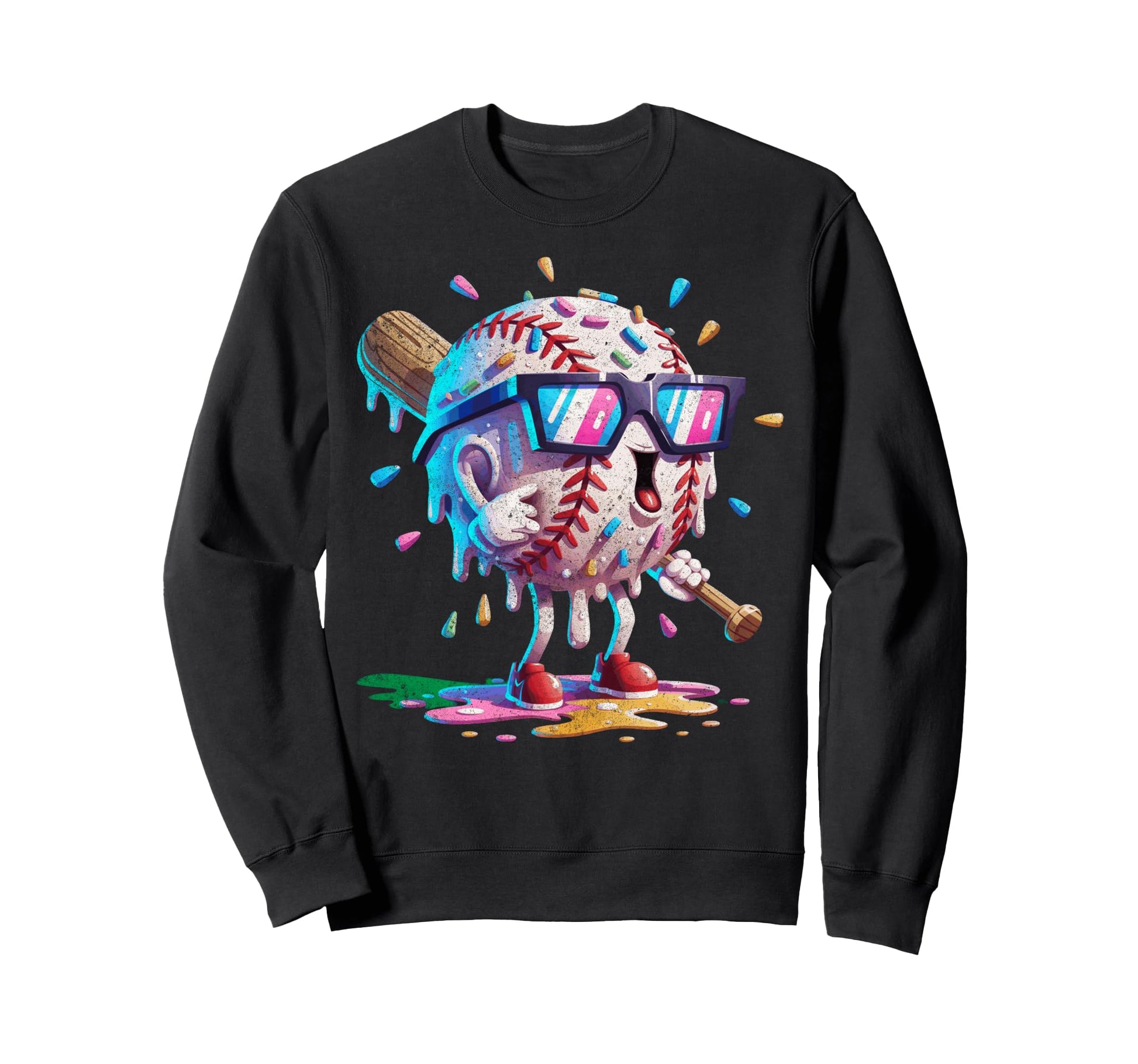 Baseball Ice Cream Drip Gamer Gifts T-Shirt - Aesthetic Graphic for Adults - T-Shirt, Sweatshirt, Hoodie