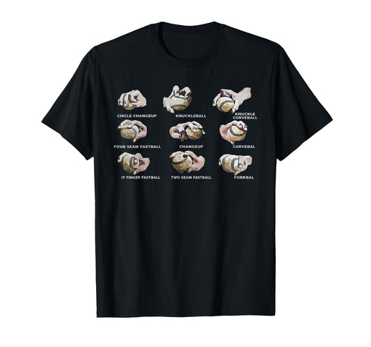 Baseball Player Pitcher Pitching Types T-Shirt - Unique Graphic Unisex - T-Shirt, Sweatshirt, Hoodie