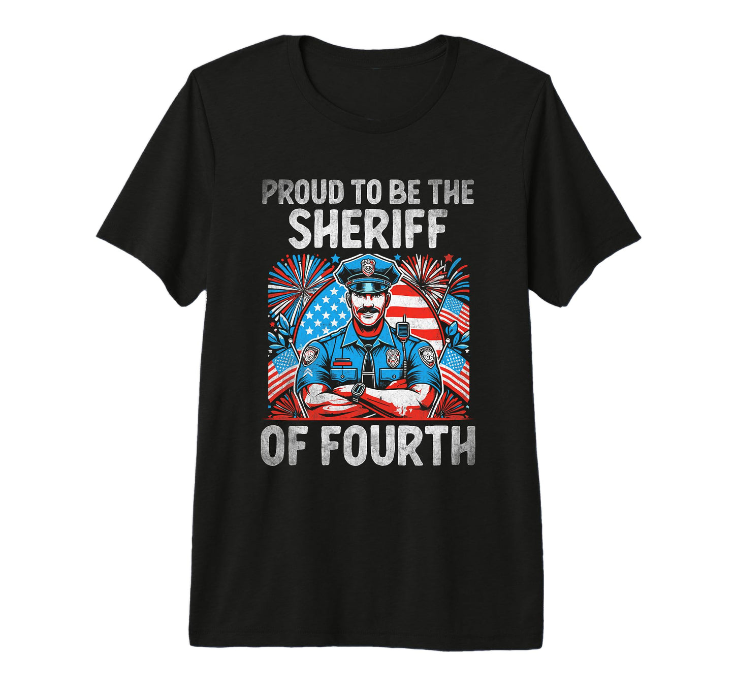 Funny Police Dad 4Th July American Flag T-Shirt - Streetwear Style Unisex - T-Shirt, Sweatshirt, Hoodie