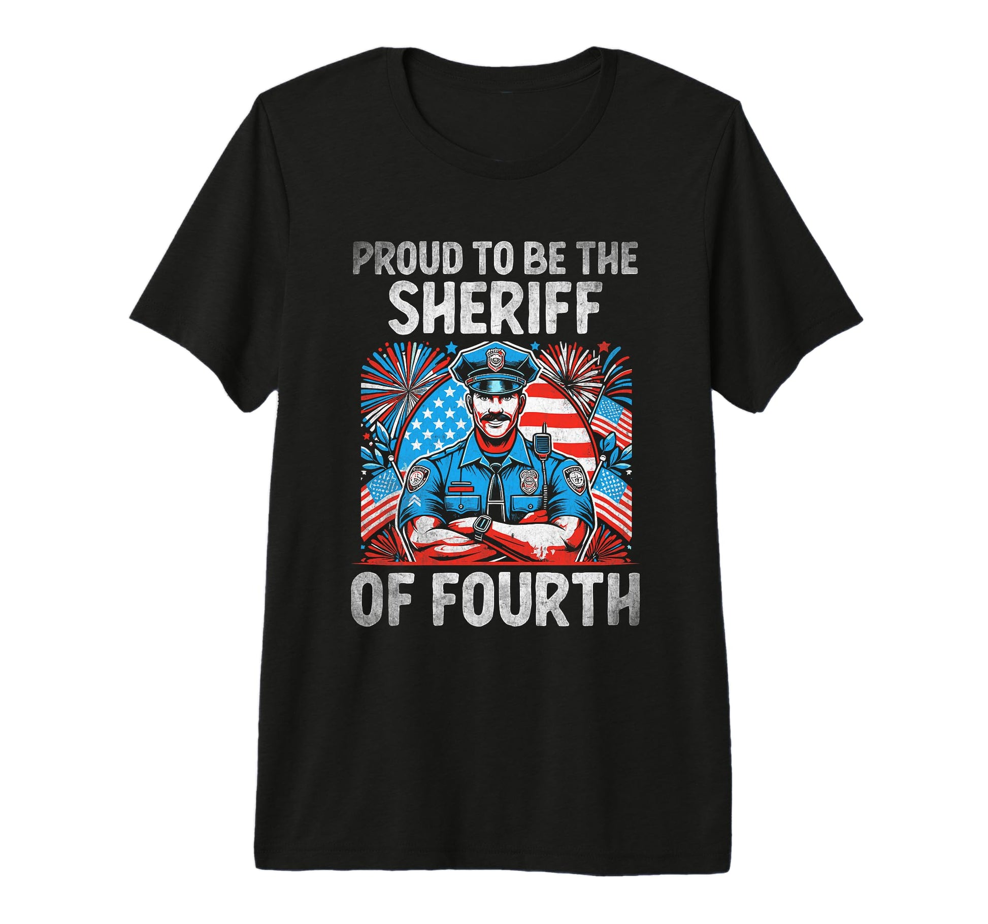 Funny Police Dad 4Th July American Flag T-Shirt - Streetwear Style Unisex - T-Shirt, Sweatshirt, Hoodie