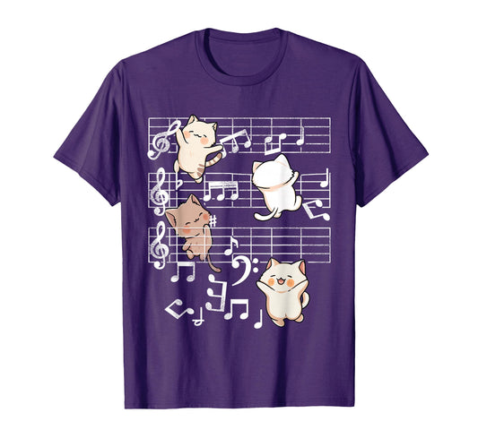 Cat Music Cats Playing Music Note T-Shirt - Custom Art Print Men Women - T-Shirt, Sweatshirt, Hoodie