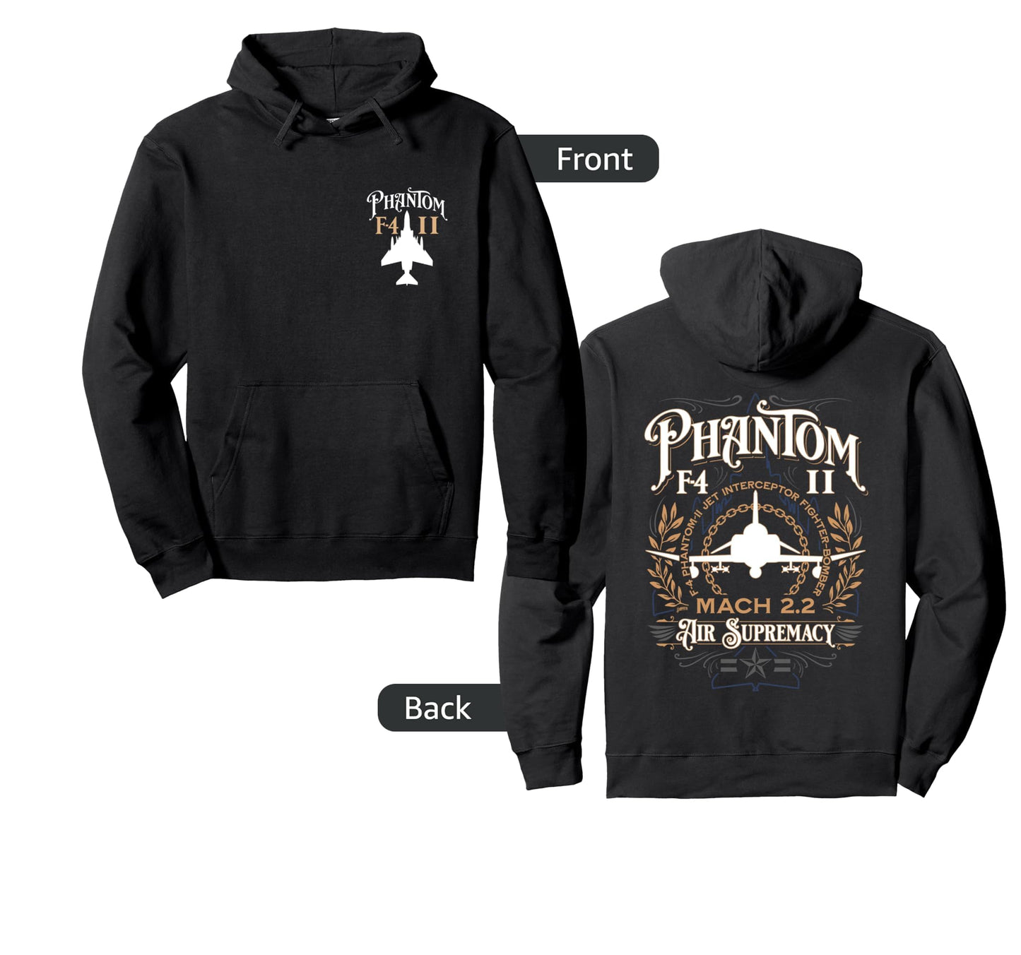 F 4 Phantom Ii Military Fighter Jet Hoodie - Novelty Apparel for Adults - T-Shirt, Sweatshirt, Hoodie