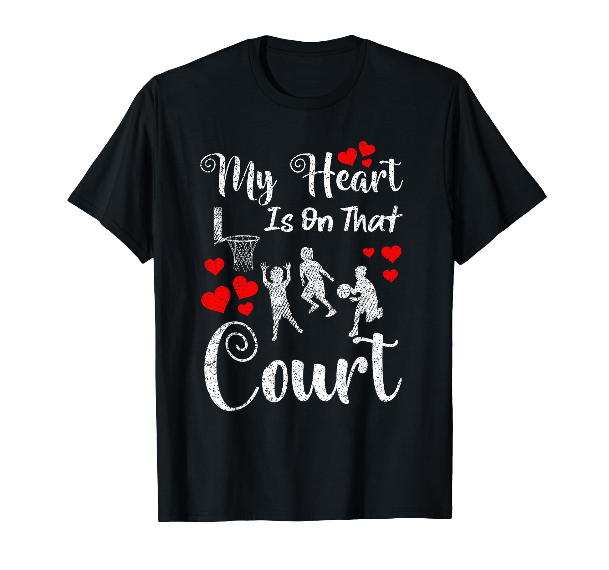 My Heart Is That Court Basketball Mom T-Shirt - Minimalist Print Unisex - T-Shirt, Sweatshirt, Hoodie