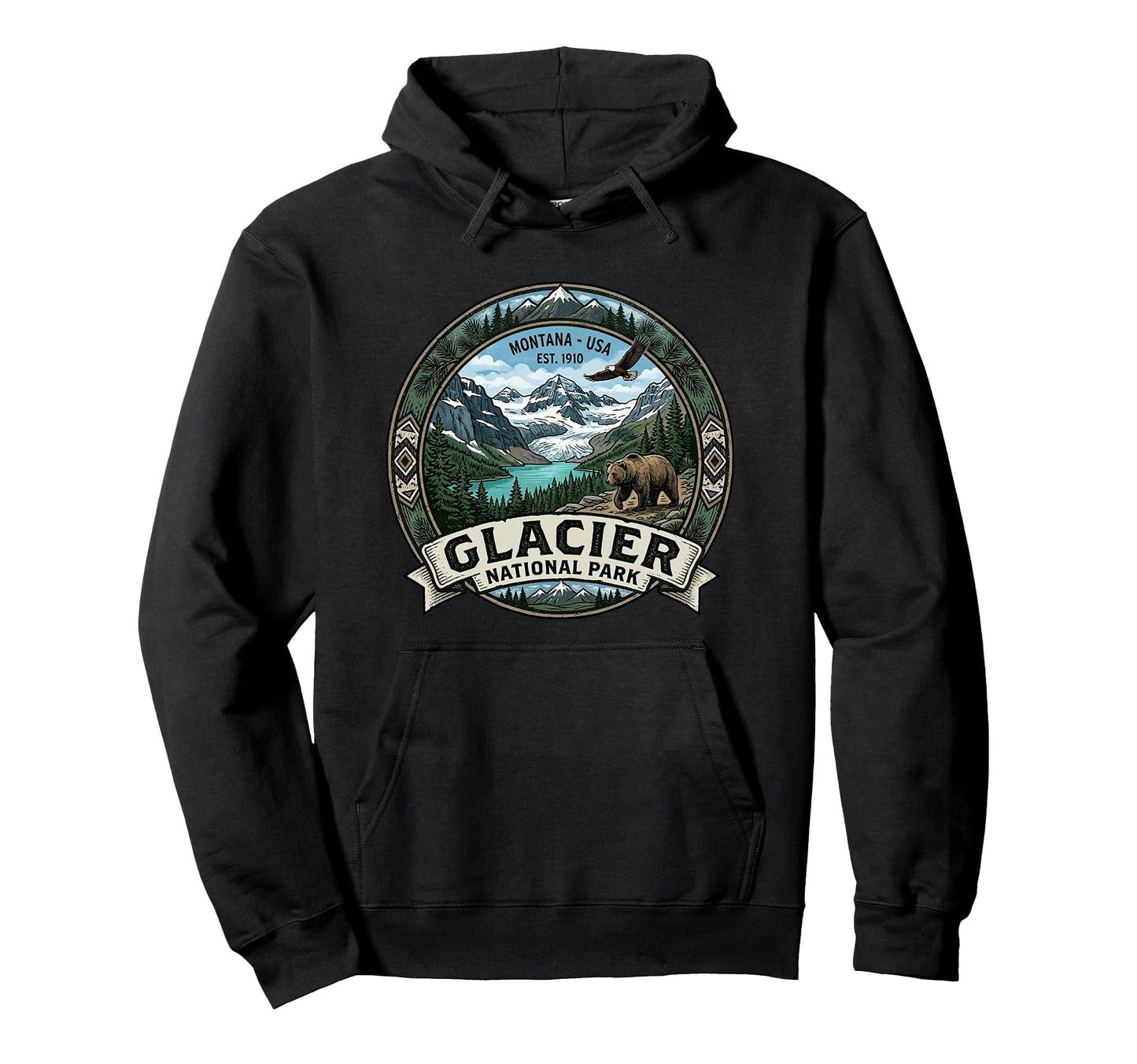 Glacier National Park Montana Novelty Hoodie - Novelty Apparel Men Women - T-Shirt, Sweatshirt, Hoodie