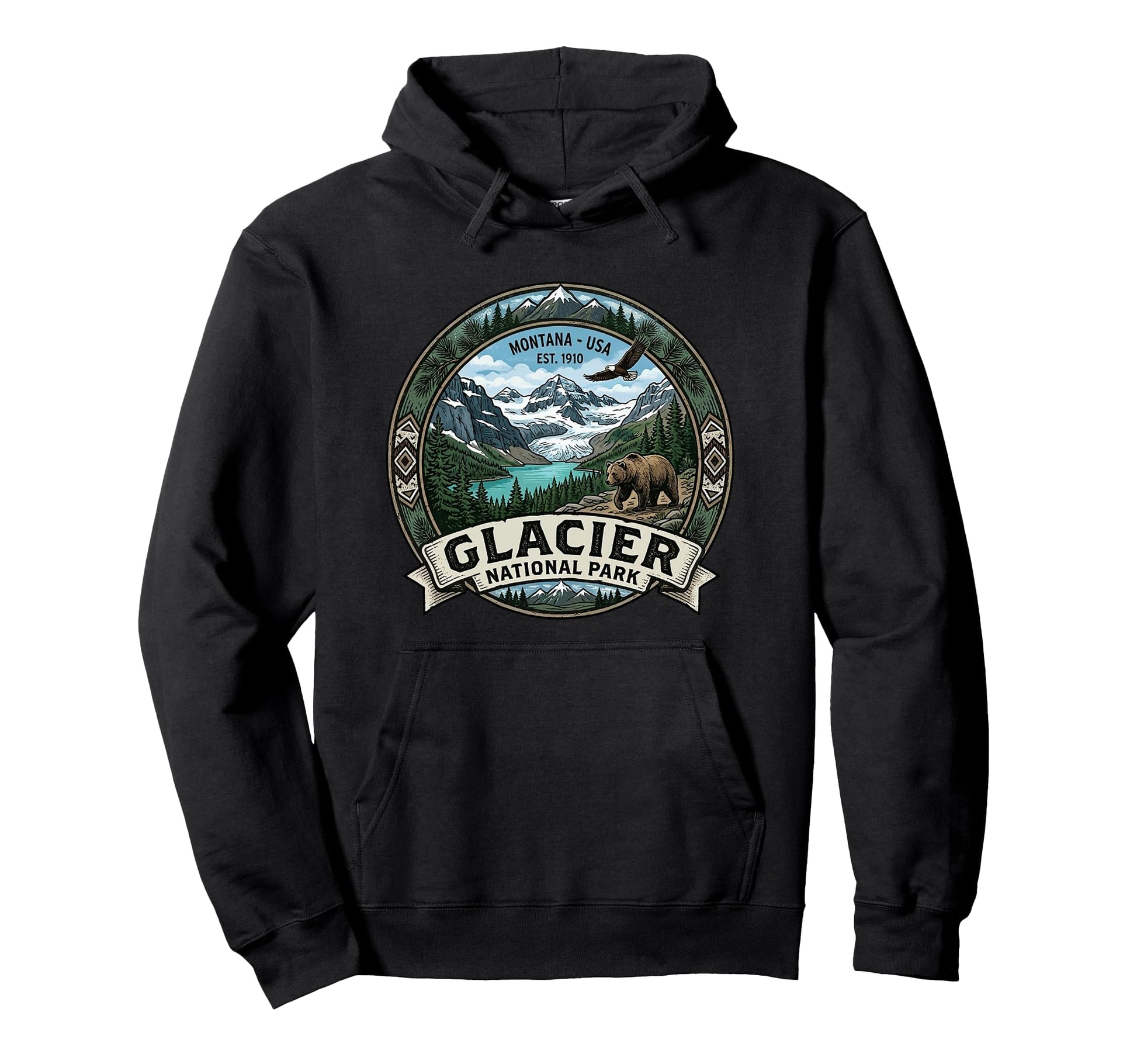 Glacier National Park Montana Novelty Hoodie - Novelty Apparel Men Women - T-Shirt, Sweatshirt, Hoodie