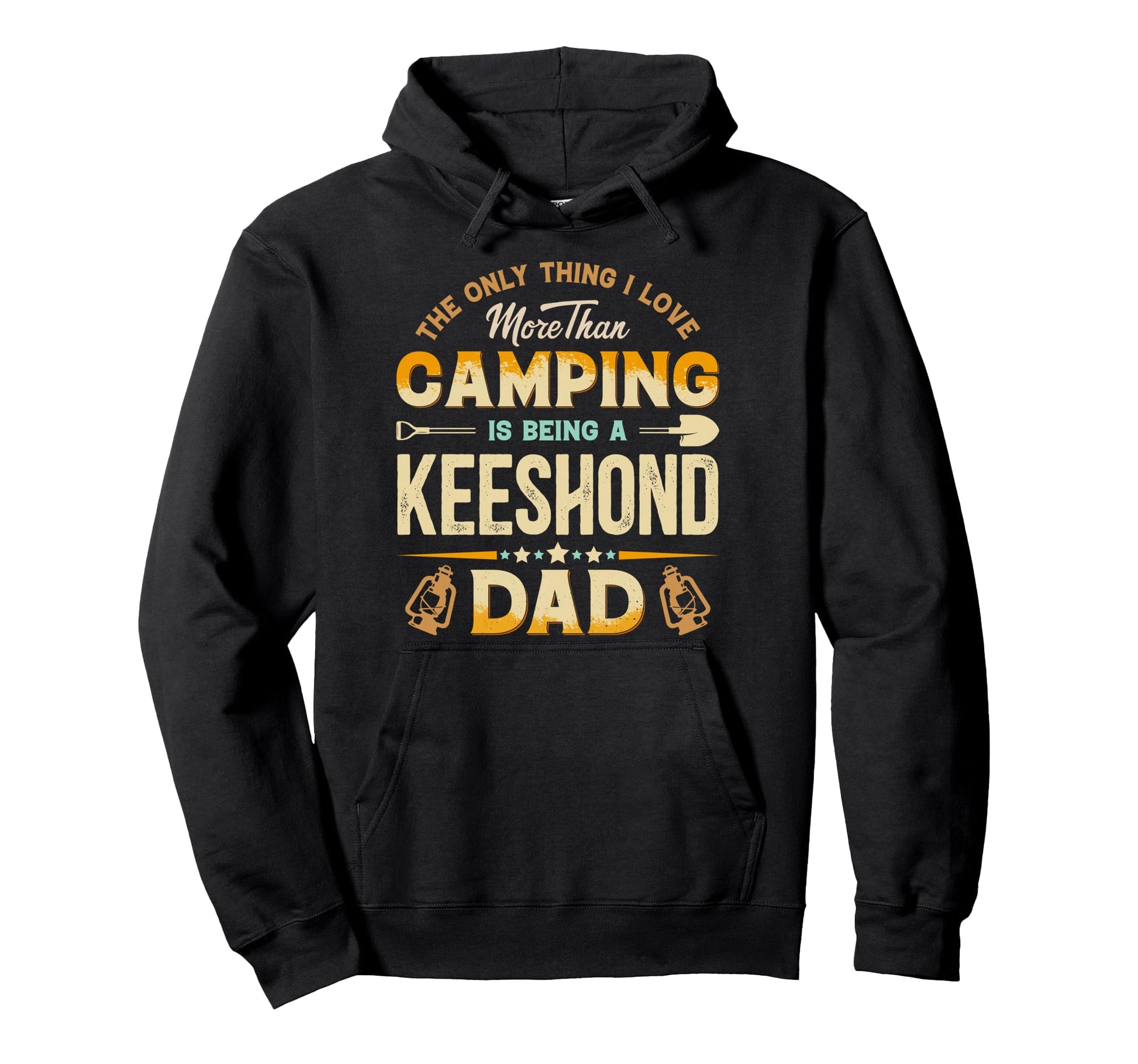 Funny Camping Fathers Day Keeshond Dad Dog Hoodie - Unique Graphic Unisex - T-Shirt, Sweatshirt, Hoodie