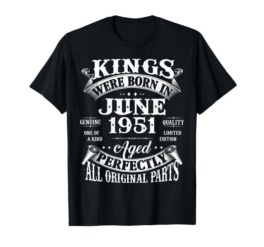75Th Birthday Gift Kings Born June T-Shirt - Minimalist Print Men Women - T-Shirt, Sweatshirt, Hoodie