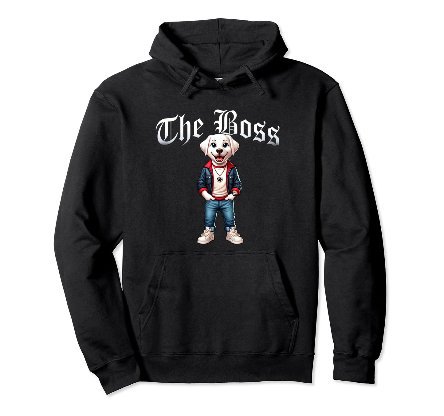 White Labrador Dog Boss Jacket Outfit Hoodie - Unique Graphic Men Women - T-Shirt, Sweatshirt, Hoodie