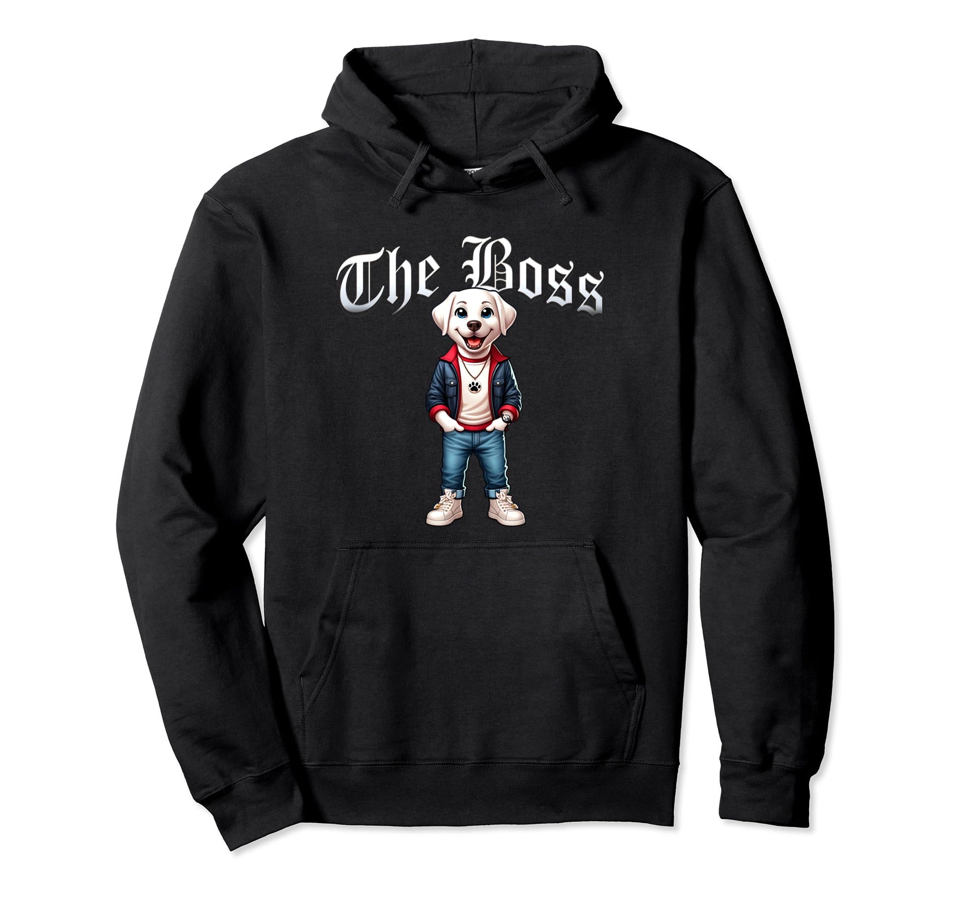 White Labrador Dog Boss Jacket Outfit Hoodie - Unique Graphic Men Women - T-Shirt, Sweatshirt, Hoodie