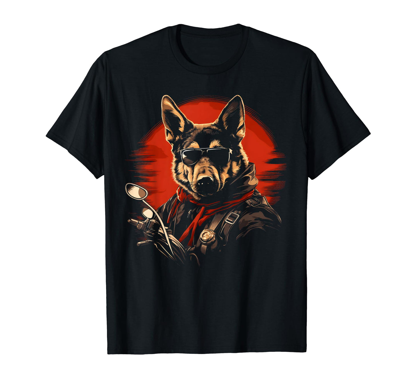 Motorcycle Dad Biker Dog German Shepherd T-Shirt - Streetwear Style Unisex - T-Shirt, Sweatshirt, Hoodie