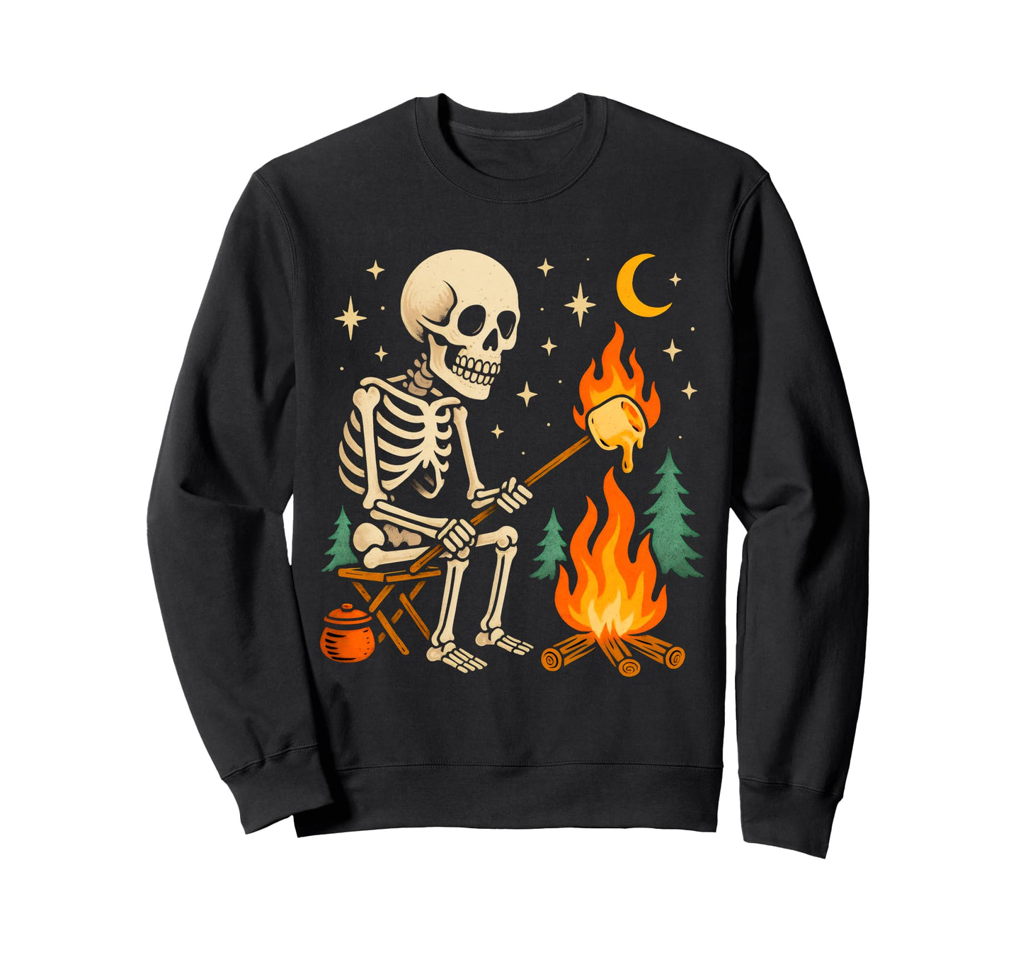 Funny Camper Skeleton Roasting Sweatshirt - Novelty Apparel Men Women - T-Shirt, Sweatshirt, Hoodie
