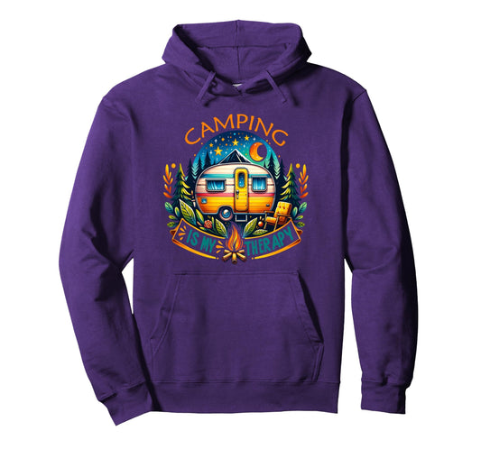 Camping Is My Therapy Hoodie - Custom Art Print Unisex - T-Shirt, Sweatshirt, Hoodie
