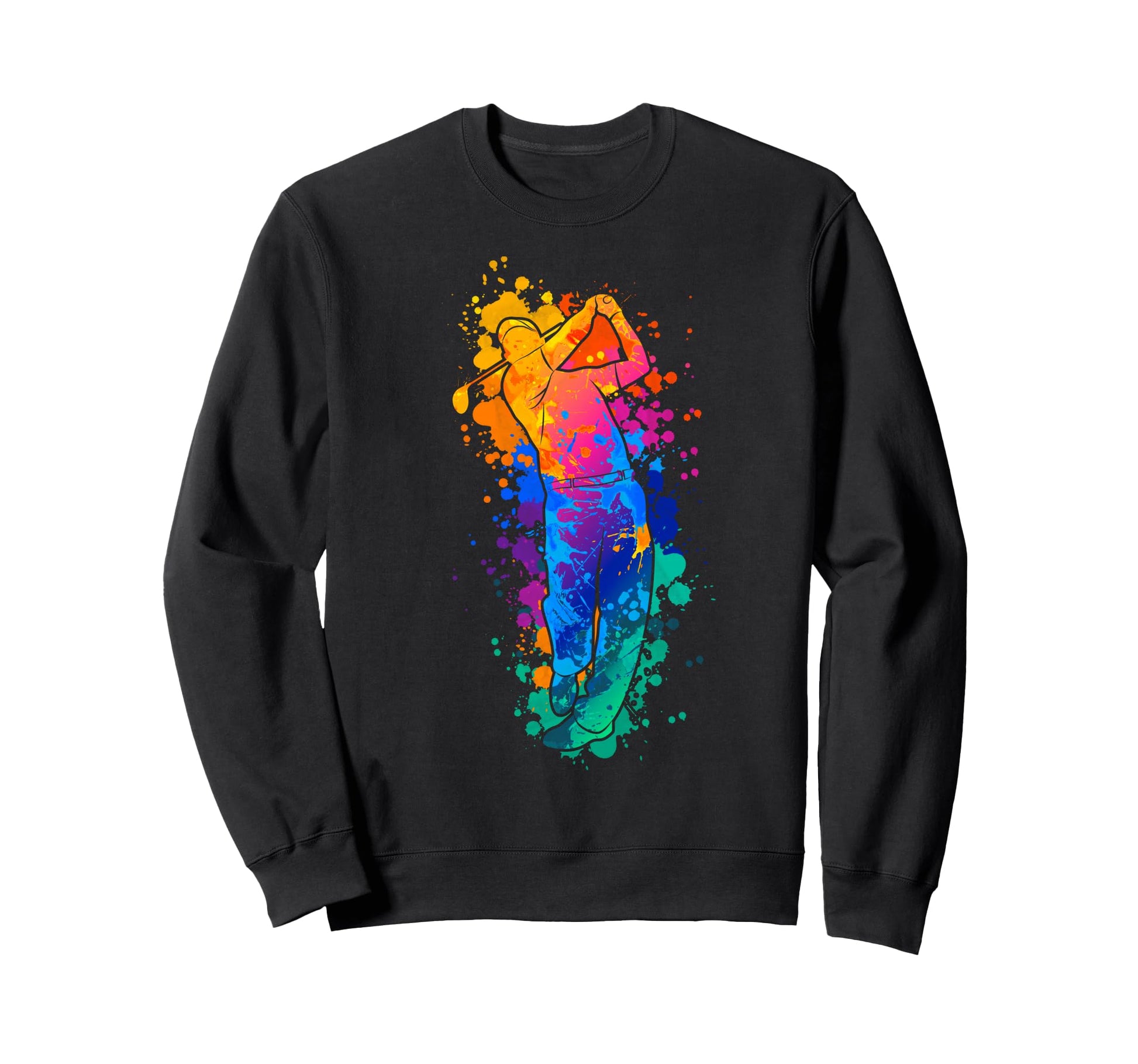 Colorful Paint Splash Golf Player Sweatshirt - Minimalist Print Unisex - T-Shirt, Sweatshirt, Hoodie