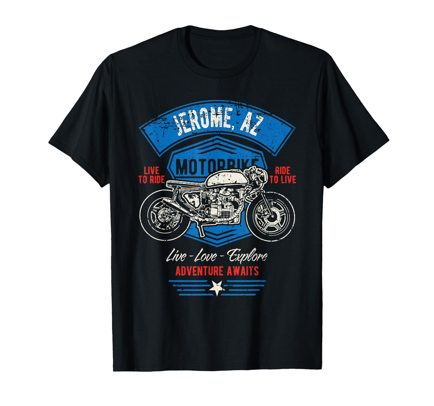 Jerome Az Usa Distressed Motorcycle T-Shirt - Minimalist Print Men Women - T-Shirt, Sweatshirt, Hoodie