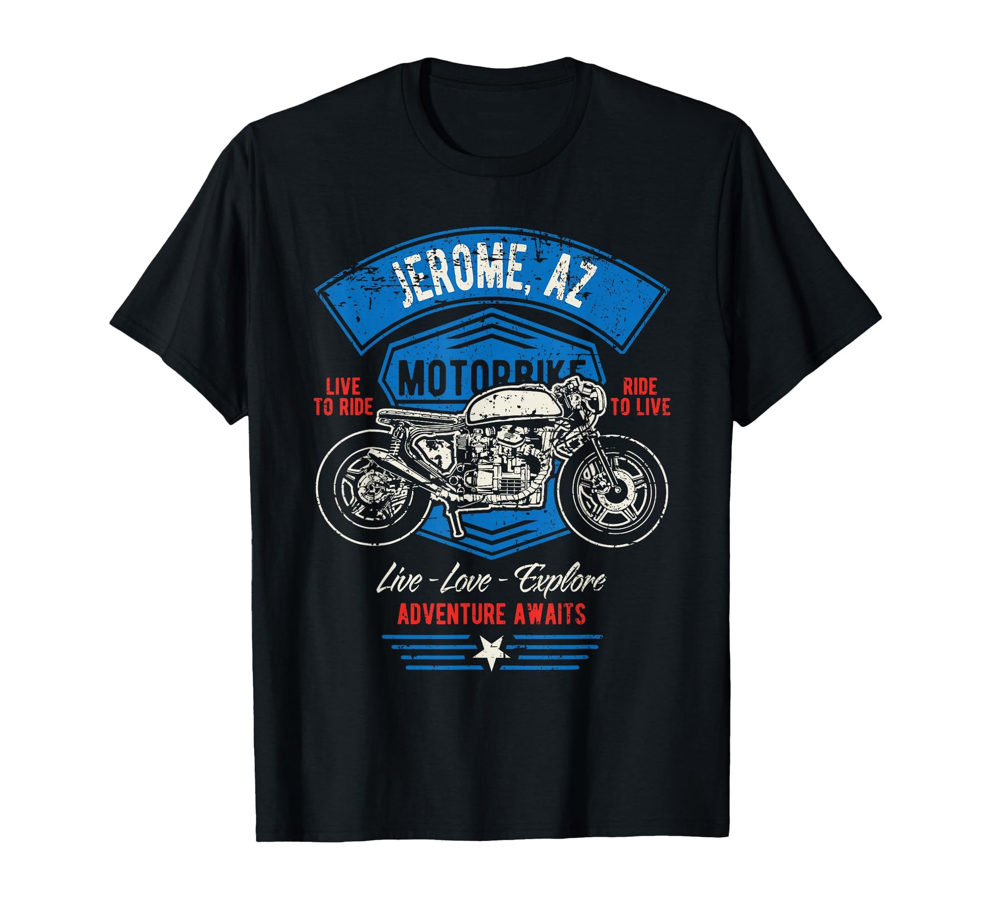 Jerome Az Usa Distressed Motorcycle T-Shirt - Minimalist Print Men Women - T-Shirt, Sweatshirt, Hoodie
