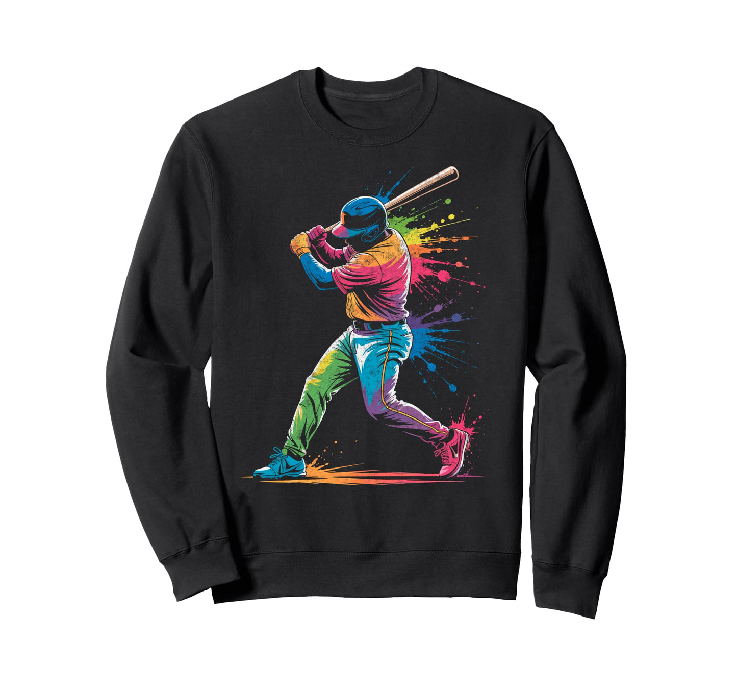 Paint Splash Baseball Player Sweatshirt - Aesthetic Graphic for Adults - T-Shirt, Sweatshirt, Hoodie