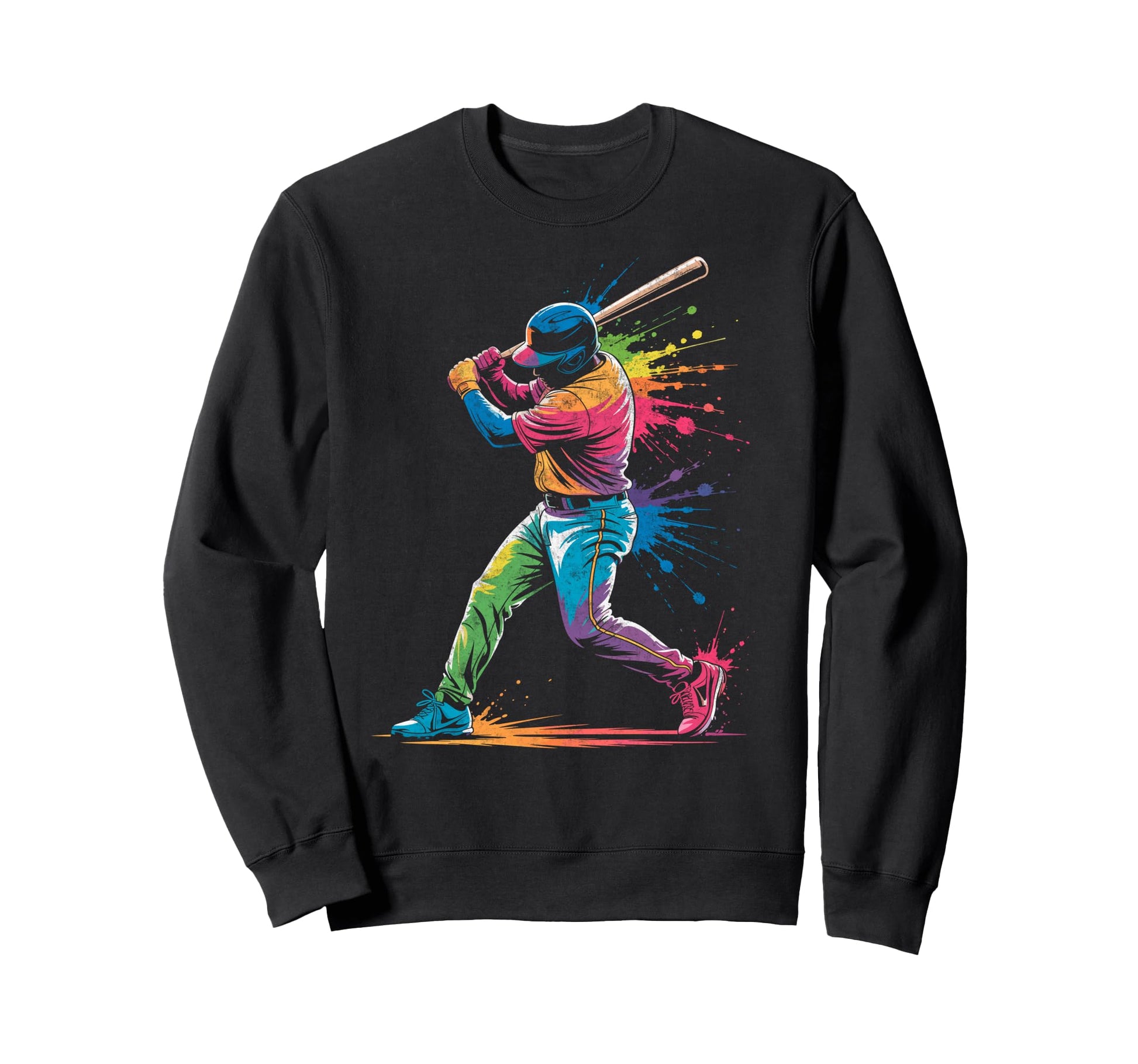 Paint Splash Baseball Player Sweatshirt - Aesthetic Graphic for Adults - T-Shirt, Sweatshirt, Hoodie