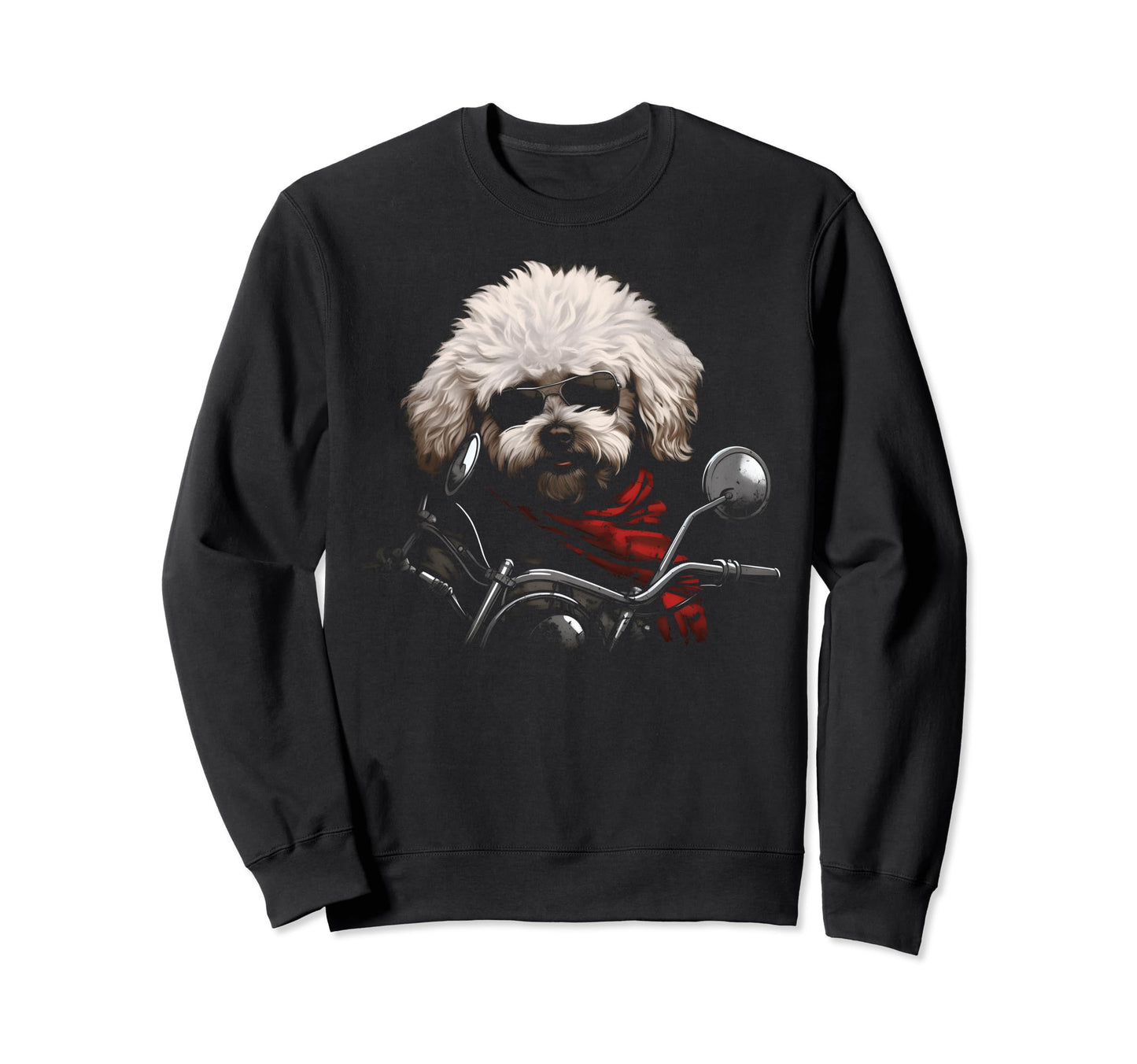 Motorcycle Dad Biker Dog Funny Bichon Sweatshirt - Minimalist Print Unisex - T-Shirt, Sweatshirt, Hoodie