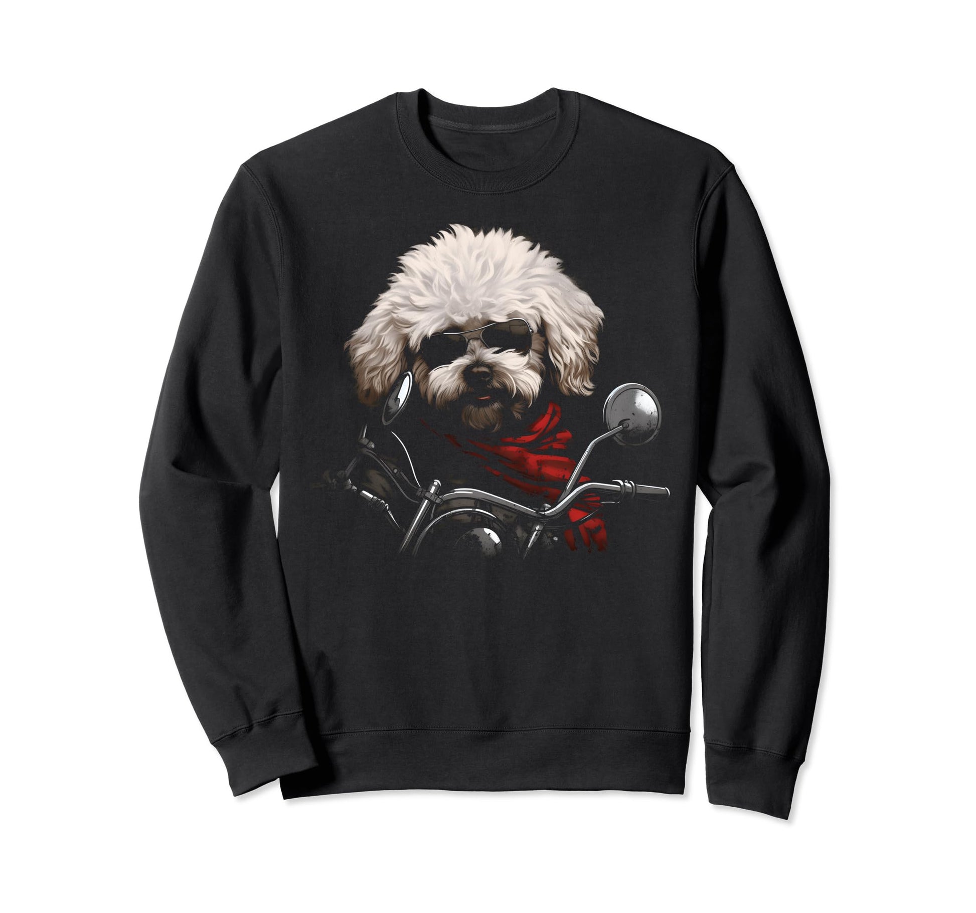 Motorcycle Dad Biker Dog Funny Bichon Sweatshirt - Minimalist Print Unisex - T-Shirt, Sweatshirt, Hoodie