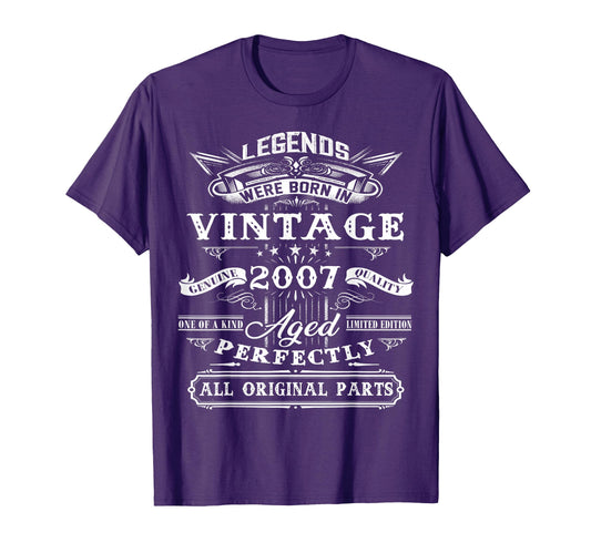18Th Birthday Gift Legend Born 2007 T-Shirt - Minimalist Print for Adults - T-Shirt, Sweatshirt, Hoodie