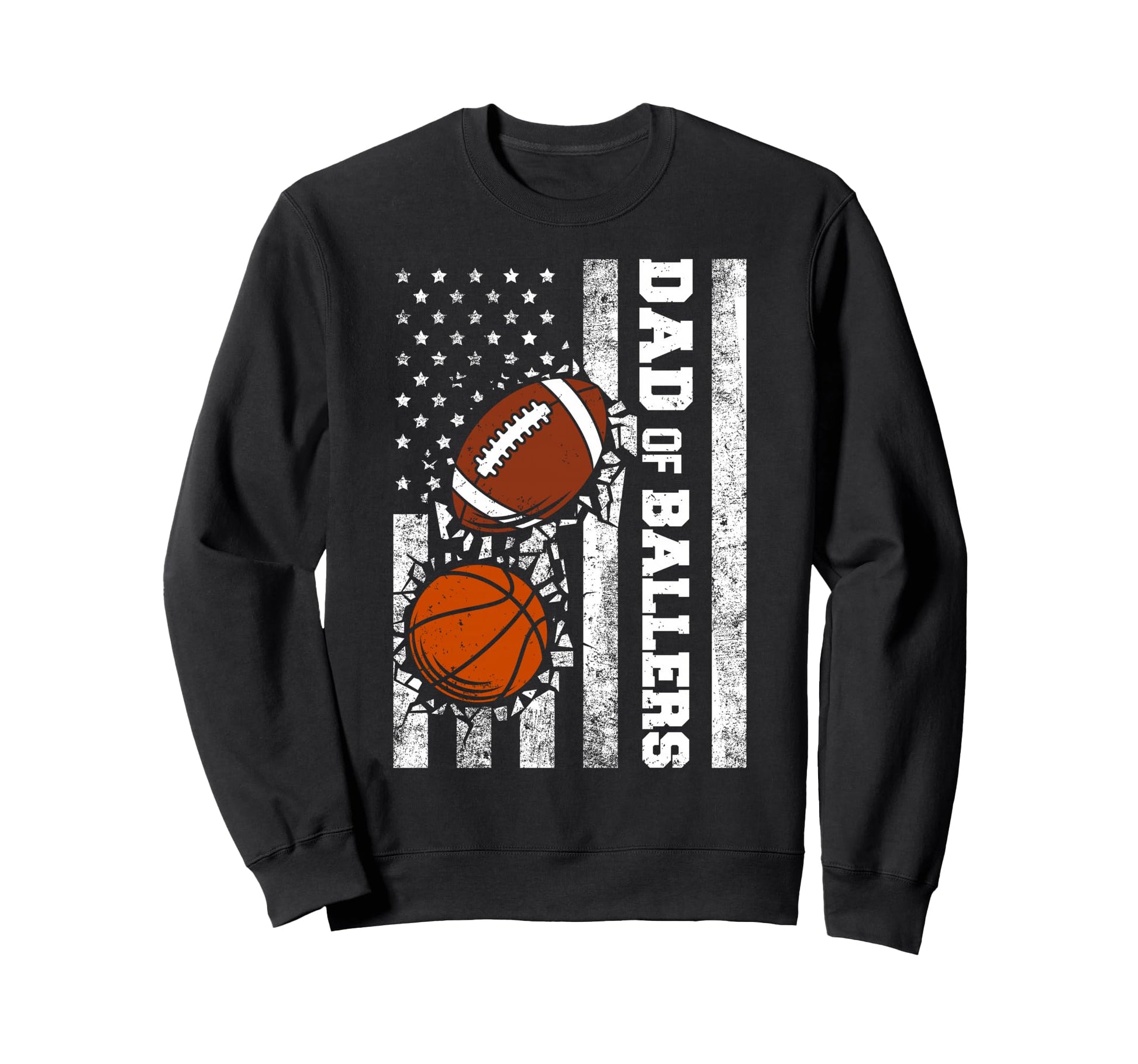 Dad Ballers Funny Usa Flag Football Sweatshirt - Custom Art Print Unisex - T-Shirt, Sweatshirt, Hoodie