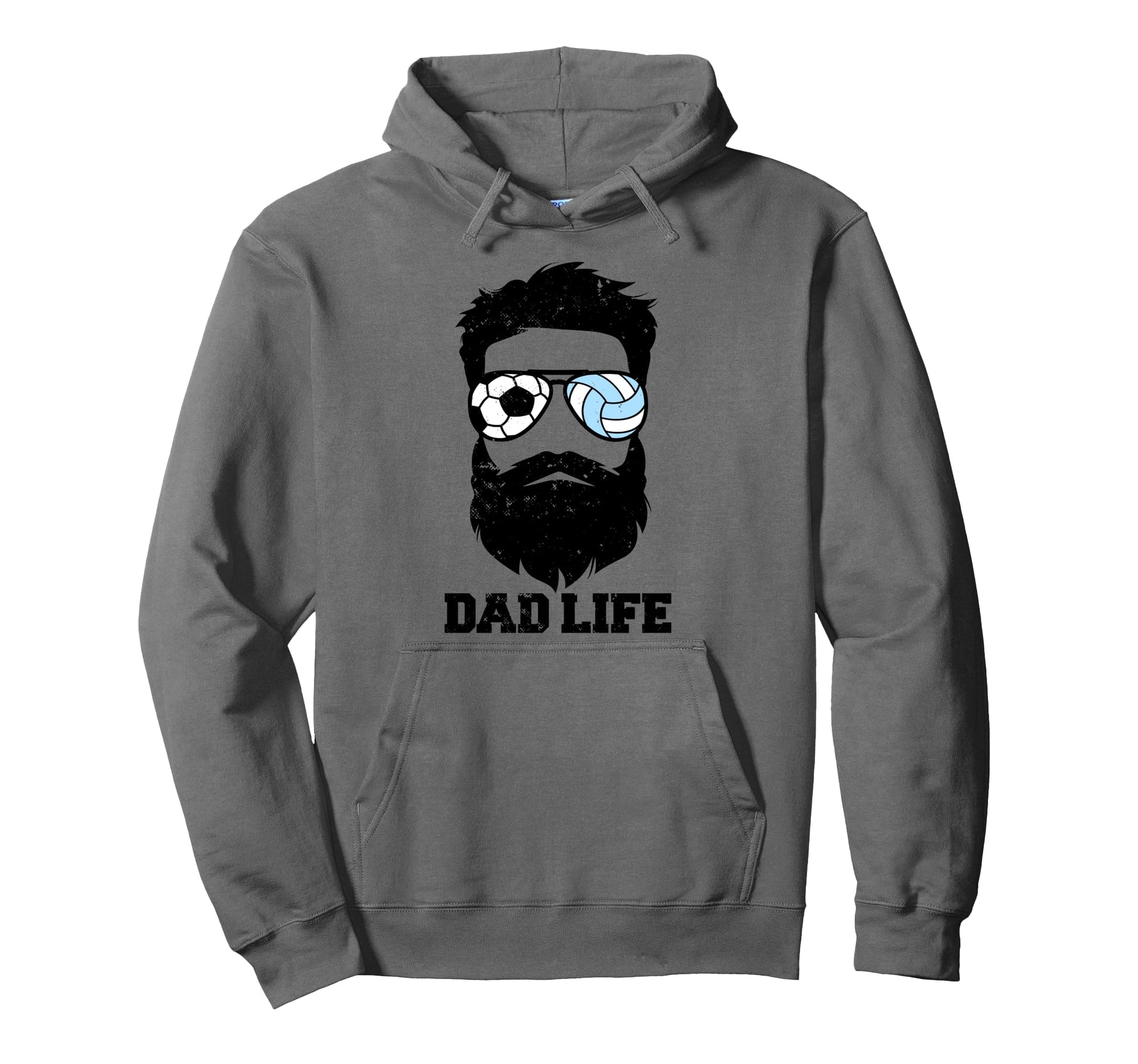 Soccer Volleyball Dad Messy Hair Beard Hoodie - Trendy Graphic for Adults - T-Shirt, Sweatshirt, Hoodie