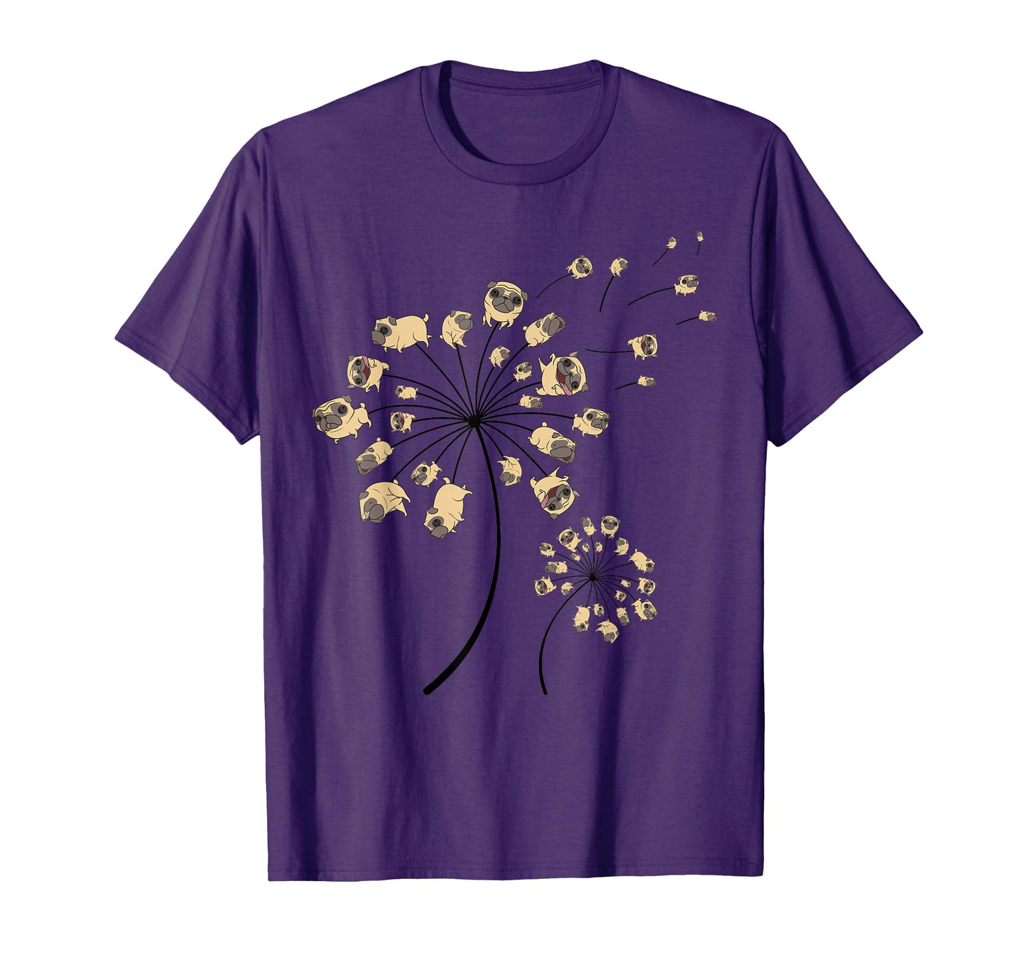 Funny Pug Gift Flower Dog Dandelion Lover T-Shirt - Graphic Print Men Women - T-Shirt, Sweatshirt, Hoodie