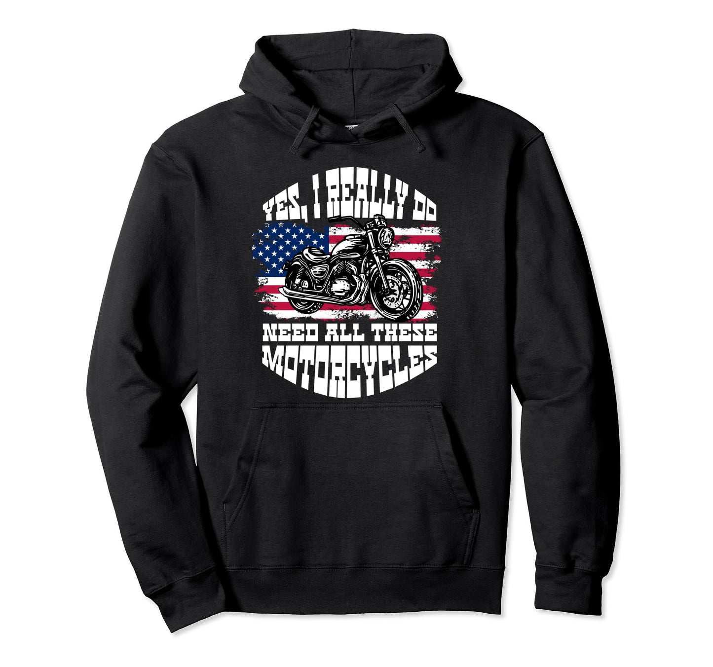 Us Flag Biker Dad Motorcycle Fathers Hoodie - Casual Everyday Wear Unisex - T-Shirt, Sweatshirt, Hoodie