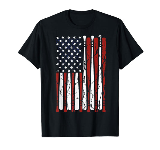 American Flag Baseball Dad 4Th July T-Shirt - Fun Novelty Design for Adults - T-Shirt, Sweatshirt, Hoodie