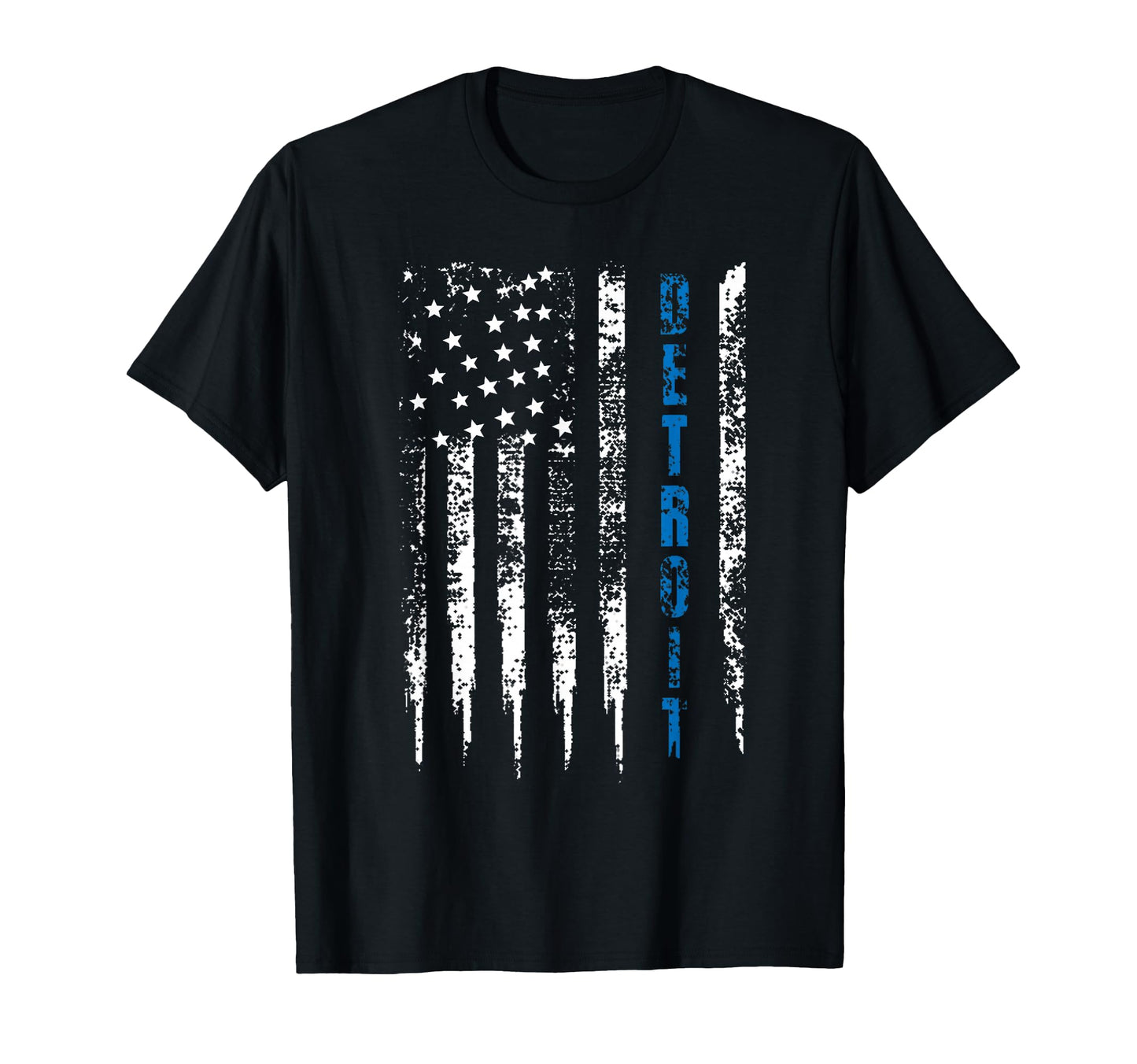 Thin Line Blue Detroit Distressed T-Shirt - Custom Art Print Men Women - T-Shirt, Sweatshirt, Hoodie