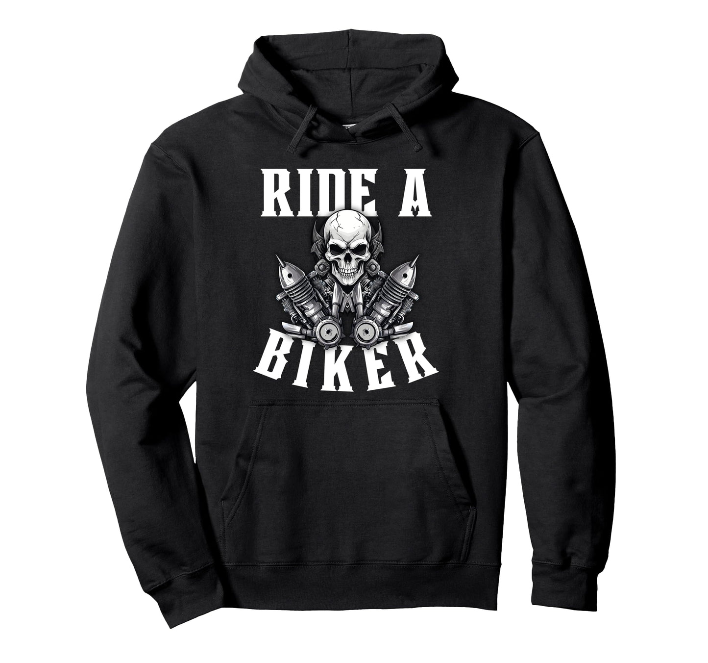 Motorcycle Skull Biker Ride Biker Hoodie - Graphic Print for Adults - T-Shirt, Sweatshirt, Hoodie