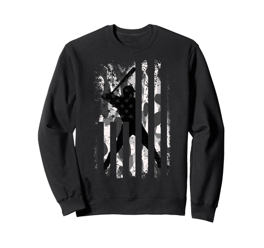 Baseball Us Camouflage Flag Sweatshirt - Aesthetic Graphic Men Women - T-Shirt, Sweatshirt, Hoodie