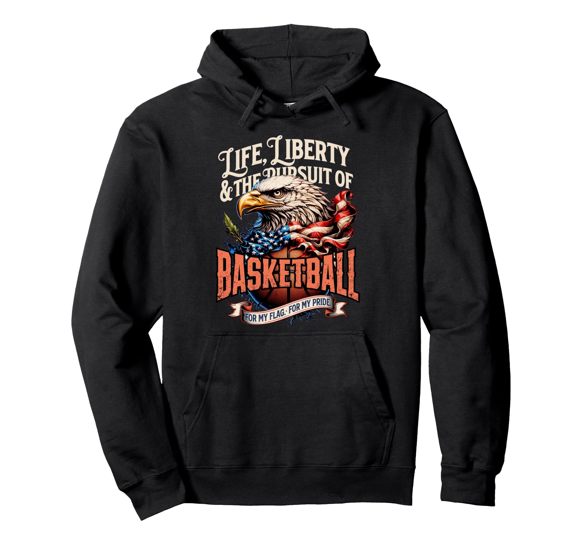 Basketball American Flag Basketball Hoodie - Graphic Print Unisex - T-Shirt, Sweatshirt, Hoodie
