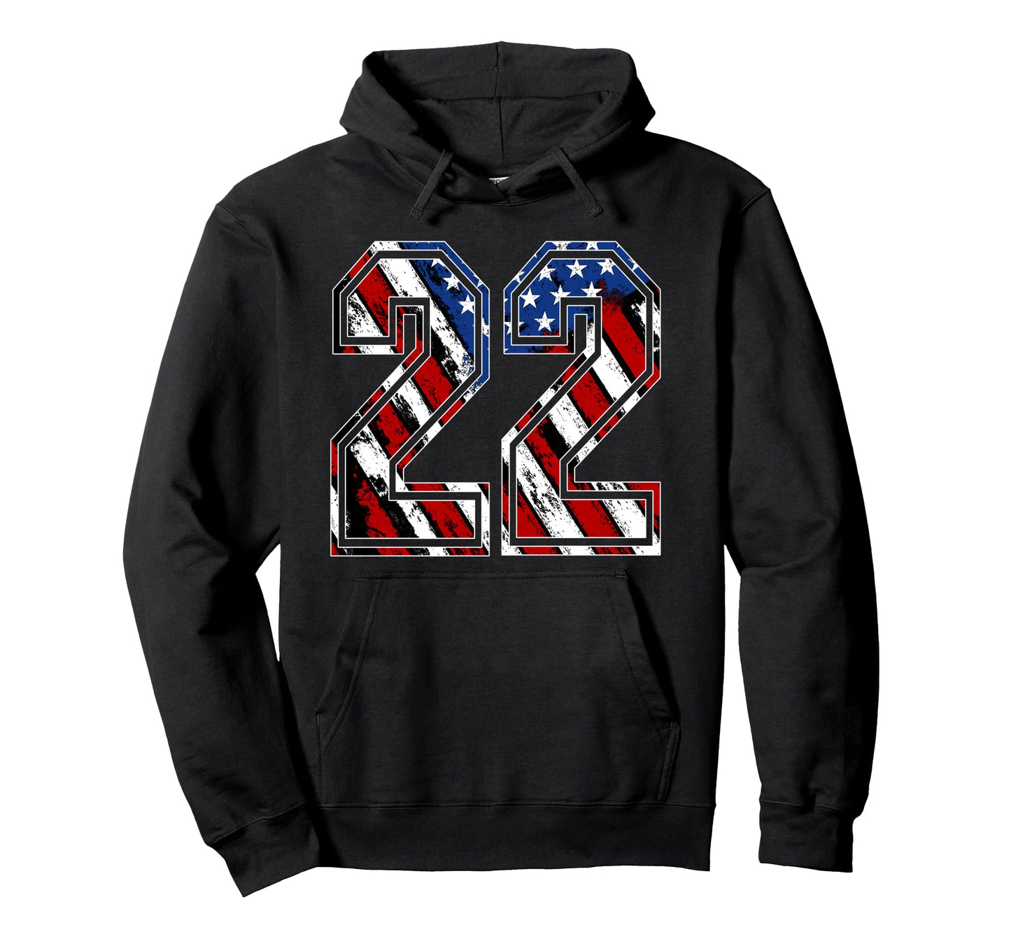 Number 22 Red White And Blue American Hoodie - Graphic Print for Adults - T-Shirt, Sweatshirt, Hoodie