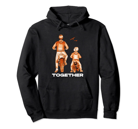 Biker Father And Son Together Hoodie - Graphic Print Unisex - T-Shirt, Sweatshirt, Hoodie