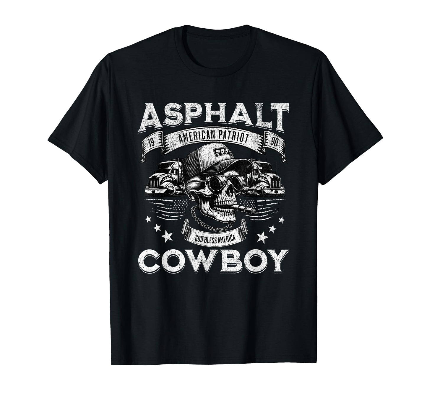Asphalt Cowboy American Flag Truck T-Shirt - Graphic Print for Adults - T-Shirt, Sweatshirt, Hoodie