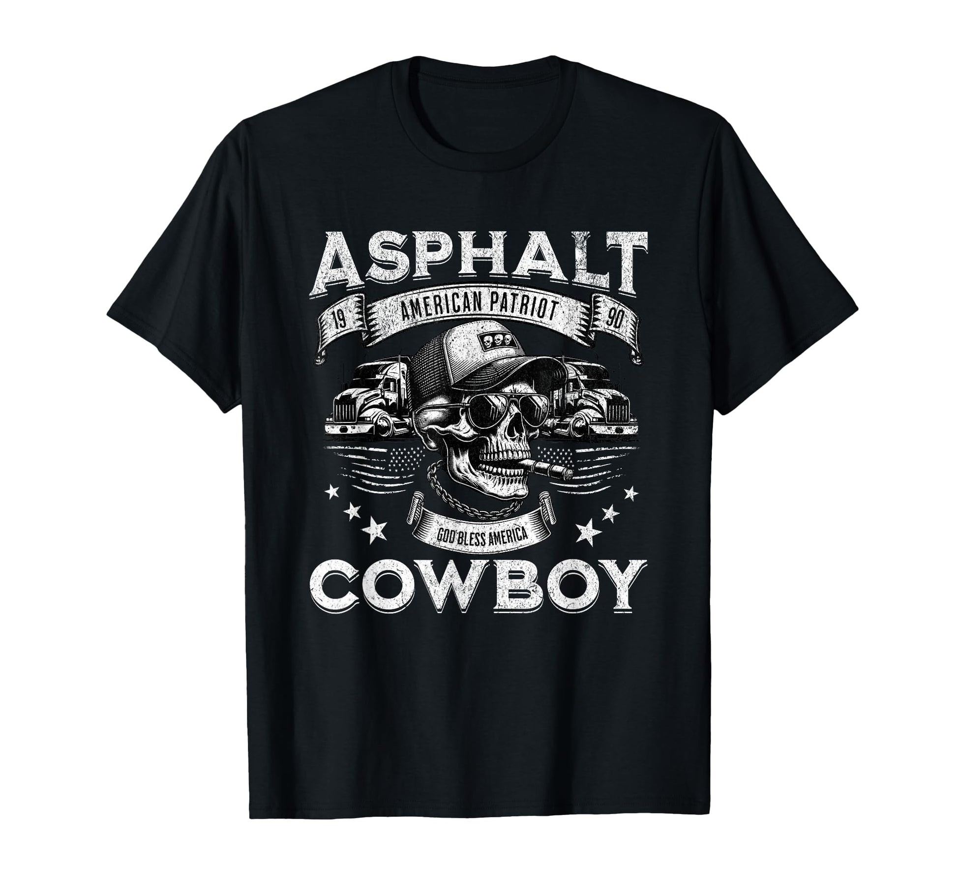 Asphalt Cowboy American Flag Truck T-Shirt - Graphic Print for Adults - T-Shirt, Sweatshirt, Hoodie