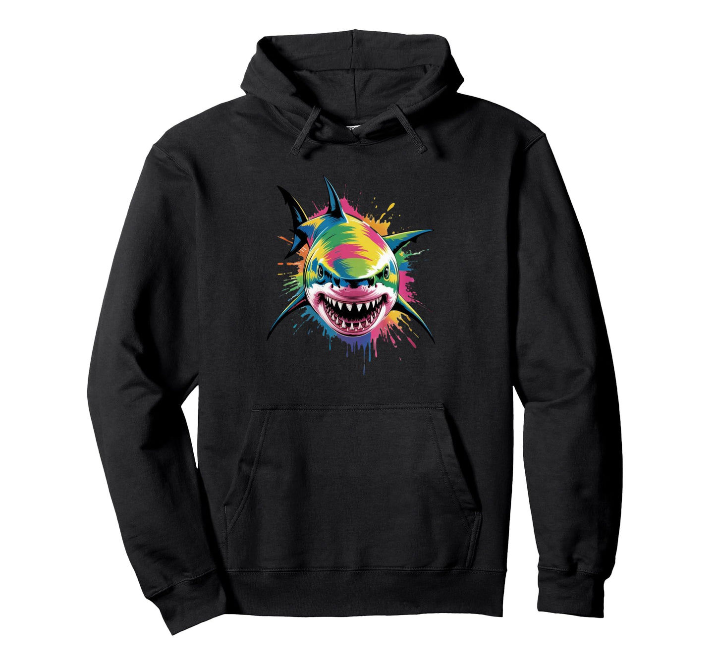 Vibrant Pop Art Shark Colorful Paint Hoodie - Minimalist Print Men Women - T-Shirt, Sweatshirt, Hoodie
