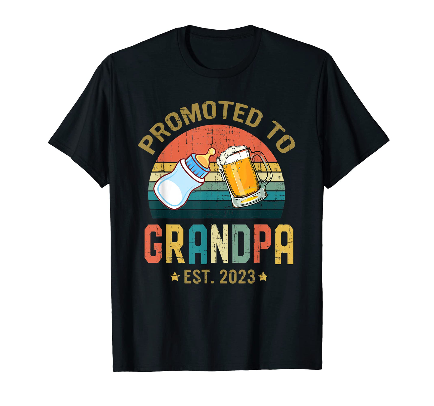 Mens Promoted To Grandpa Est 2023 T-Shirt - Aesthetic Graphic for Adults - T-Shirt, Sweatshirt, Hoodie