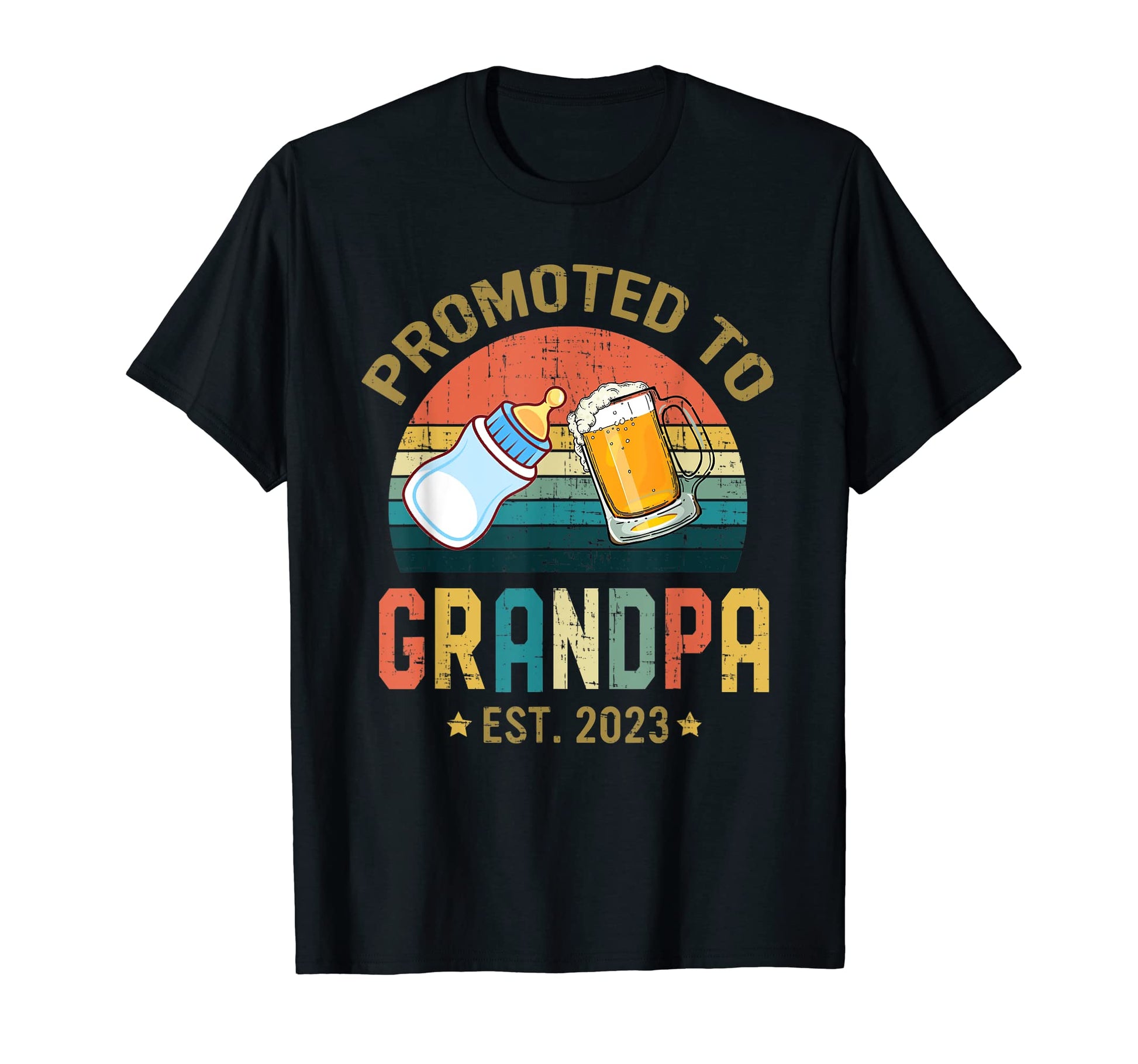 Mens Promoted To Grandpa Est 2023 T-Shirt - Aesthetic Graphic for Adults - T-Shirt, Sweatshirt, Hoodie