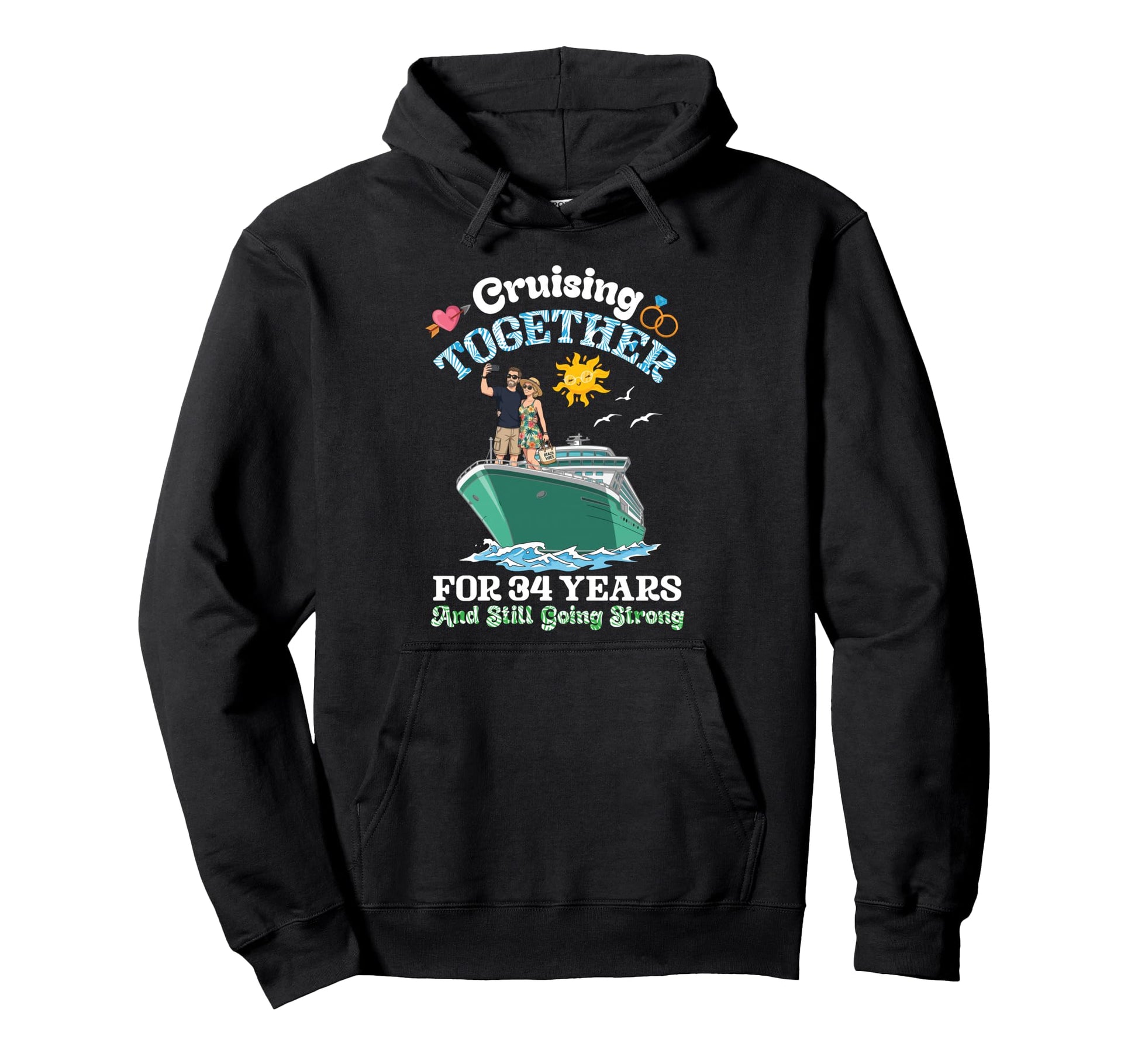 Cruising Together 34 Years Strong 34Th Hoodie - Fun Novelty Design Unisex - T-Shirt, Sweatshirt, Hoodie
