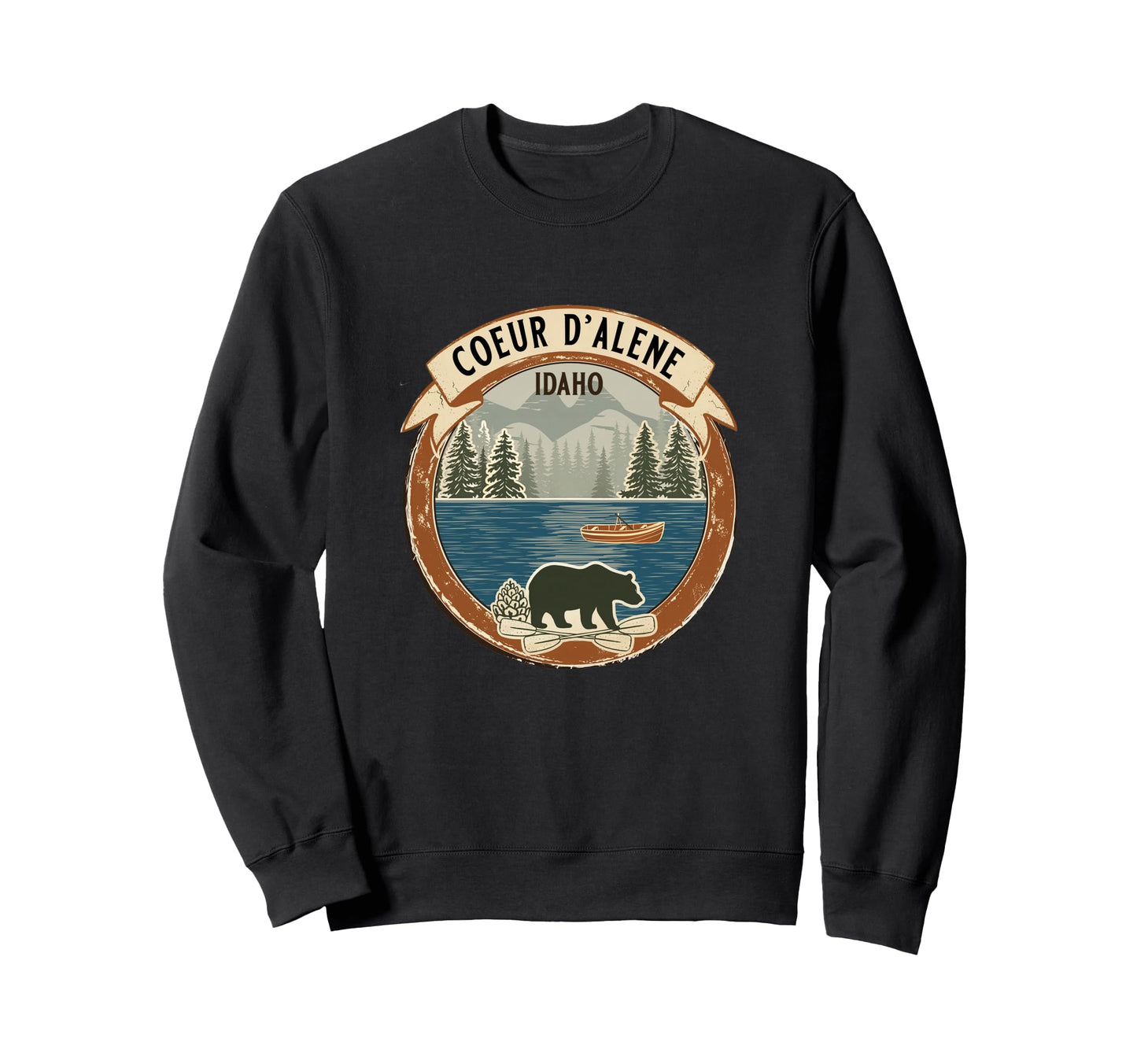 Coeur Dalene Idaho Lake Canoe Sweatshirt - Graphic Print Men Women - T-Shirt, Sweatshirt, Hoodie