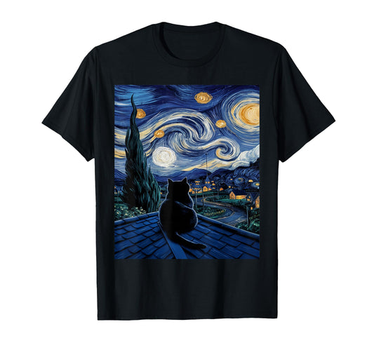 Cat Starry Night Van Gogh Cat Cat Lover T-Shirt - Streetwear Style Unisex - T-Shirt, Sweatshirt, Hoodie