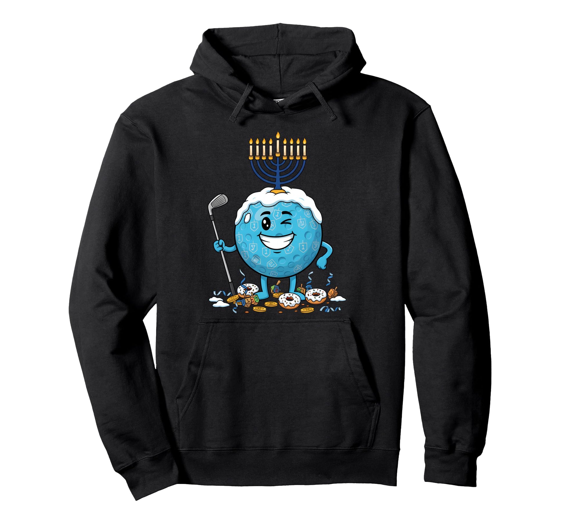 Funny Golf Dreidel Menorah Hanukkah Hoodie - Aesthetic Graphic Men Women - T-Shirt, Sweatshirt, Hoodie