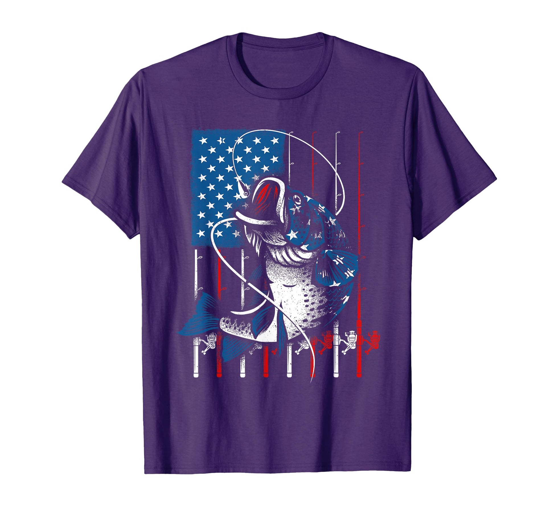 Fishing American Flag Usa Fish Lover T-Shirt - Casual Everyday Wear Unisex - T-Shirt, Sweatshirt, Hoodie